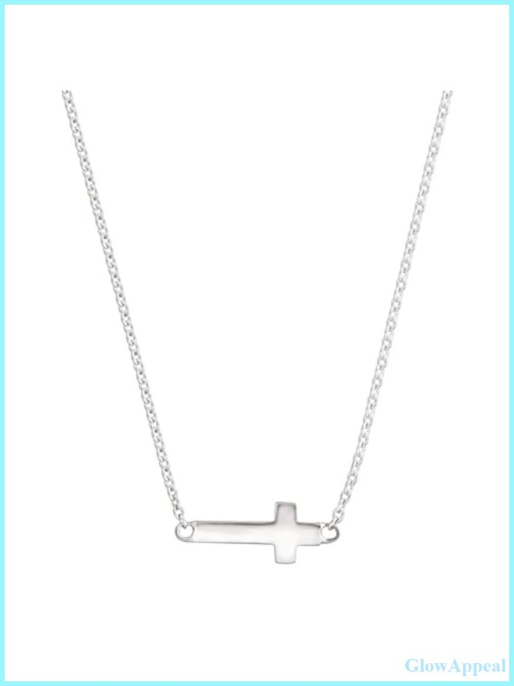 Sterling Silver Horizontal Cross Pendant Necklace 16 Inch Lobster Clasp
